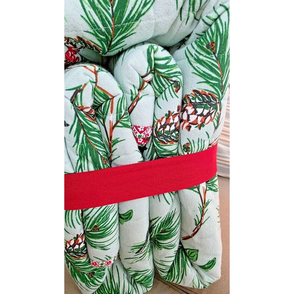 NWT Martha Stewart King Flannel Quilt Set Green/Red Evergreen 3 Pc 100% Cotton
